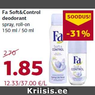 Allahindlus - Fa Soft&Control deodorant