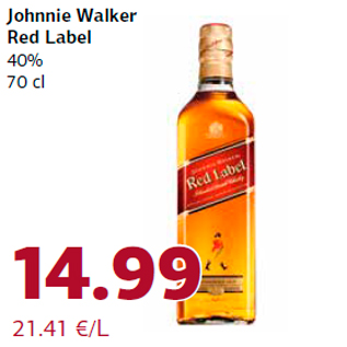 Allahindlus - Johnnie Walker Red Label 40% 70 cl