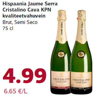 Allahindlus - Hispaania Jaume Serra Cristalino Cava KPN kvaliteetvahuvein