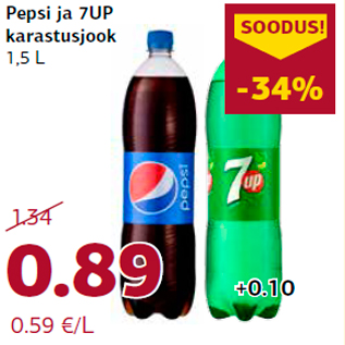 Allahindlus - Pepsi ja 7UP karastusjook 1,5 L