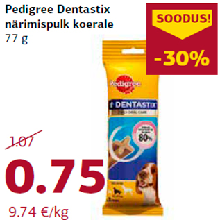 Allahindlus - Pedigree Dentastix närimispulk koerale 77 g