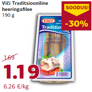 Allahindlus - Viči Traditsiooniline heeringafilee 190 g