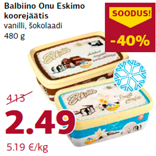 Allahindlus - Balbiino Onu Eskimo koorejäätis