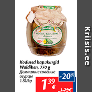 Allahindlus - Kodused hapukourgid Waldiben, 770 g