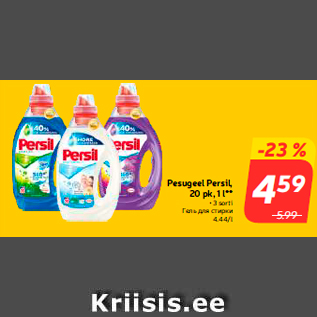 Allahindlus - Pesugeel Persil, 20 pk, 1 l**