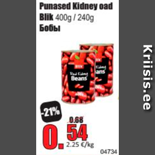 Allahindlus - Punased Kidney oad Blik