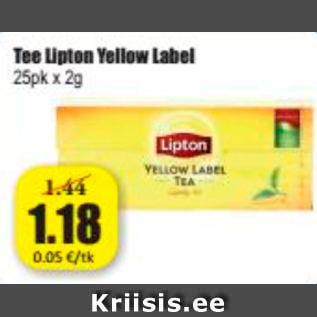 Allahindlus - Tee Lipton Yellow Label