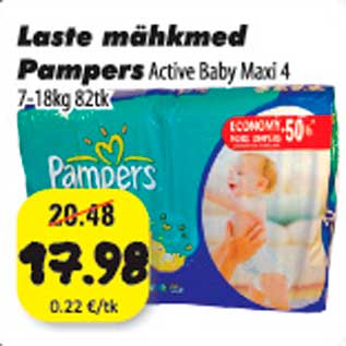 Allahindlus - Laste mähkmed Pampers Active Baby Maxi 4 7-18kg, 82tk