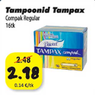 Allahindlus - Tampoonid Tampax Compak Regular 16tk