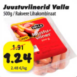 Allahindlus - Juustuviinerid Valla 500g