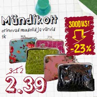 Allahindlus - Mündikott erinevad mudelid ja värvid tk