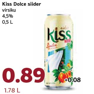 Allahindlus - Kiss Dolce siider virsiku 4,5% 0,5 L