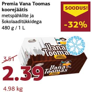 Allahindlus - Premia Vana Toomas koorejäätis