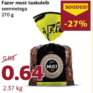 Allahindlus - Fazer must taskuleib seemnetega 270 g