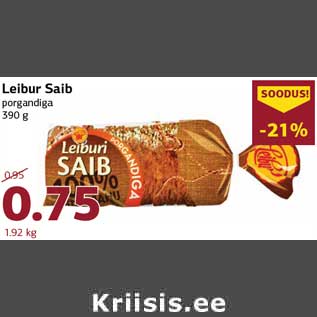 Allahindlus - Leibur Saib porgandiga 390 g