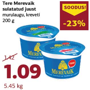 Allahindlus - Tere Merevaik sulatatud juust murulaugu, kreveti 200 g