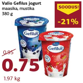 Allahindlus - Valio Gefilus jogurt maasika, mustika 380 g