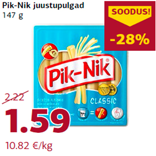 Allahindlus - Pik-Nik juustupulgad 147 g