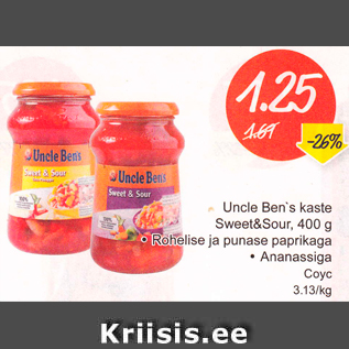 Allahindlus - Uncle Ben´s kaste Sweet&Sour, 400 g