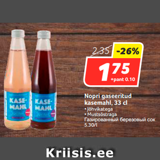 Allahindlus - Nopri gaseeritud kasemahl, 33 cl