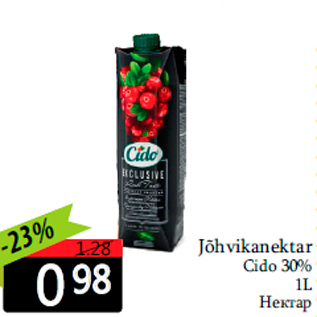 Allahindlus - Jõhvikanektar Cido 30% 1L