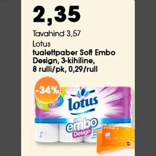 Allahindlus - Lotus tualettpaber Soft Embo