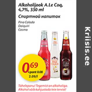 Allahindlus - Alkohoolijook A.Le Cog, 4,7%, 330 ml