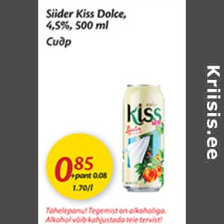 Allahindlus - Siider Kiis Dolce, 4,5%, 500 ml