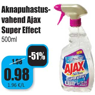 Allahindlus - Aknapuhastusvahend Ajax Super Effect 500ml