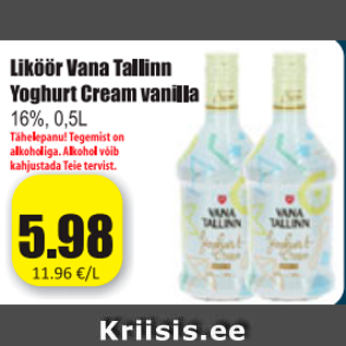 Allahindlus - Liköör Vana Tallinn Yoghurt Cream vanilla