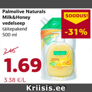 Allahindlus - Palmolive Naturals Milk&Honey vedelseep