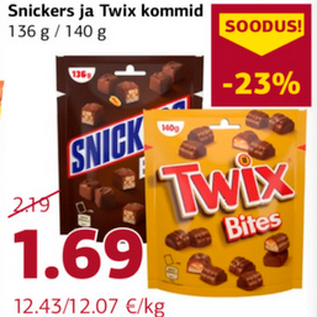 Allahindlus - Snickers ja Twix kommid