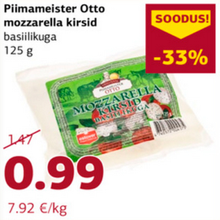 Allahindlus - Piimameister Otto mozzarella kirsid