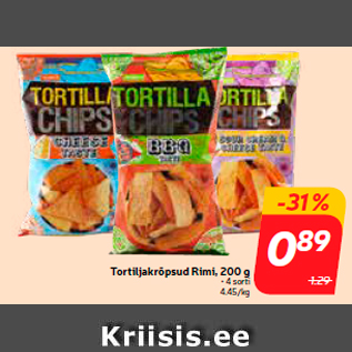 Allahindlus - Tortiljakrõpsud Rimi, 200 g