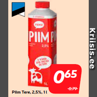 Allahindlus - Piim Tere, 2,5%, 1 l