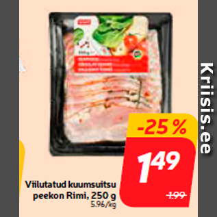 Allahindlus - Viilutatud kuumsuitsu peekon Rimi, 250 g