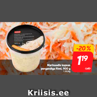 Allahindlus - Marinaadis kapsas porgandiga Rimi, 900 g