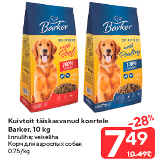 Allahindlus - Kuivtoit täiskasvanud koertele Barker, 10 kg