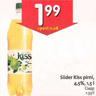 Allahindlus - Siider Kiss pirni,4,5%, 1,5l