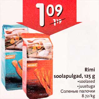 Allahindlus - Rimi soolapulgad,l25 g .soolased .juustuga