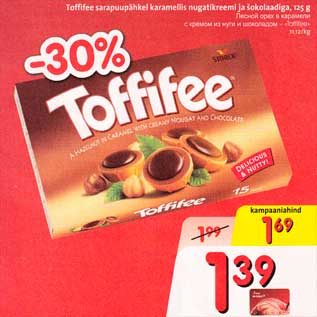 Allahindlus - Toffifee sarapuupähkel karamellis nugitikreemi šokolaadiga,125g