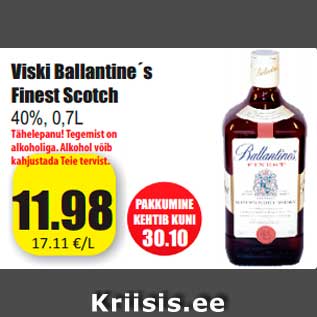 Allahindlus - Viski Ballantine´s Finest Scotch