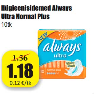 Allahindlus - Hügieenisidemed Always Ultra Normal Plus 10tk