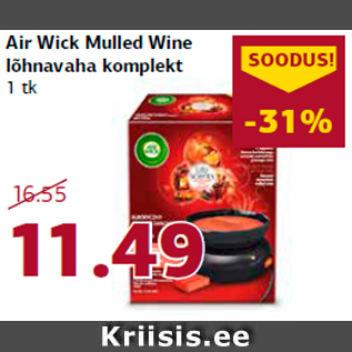 Allahindlus - Air Wick Mulled Wine lõhnavaha komplekt 1 tk