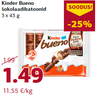 Allahindlus - Kinder Bueno šokolaadibatoonid