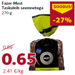 Allahindlus - Fazer Must Taskuleib seemnetega 270 g