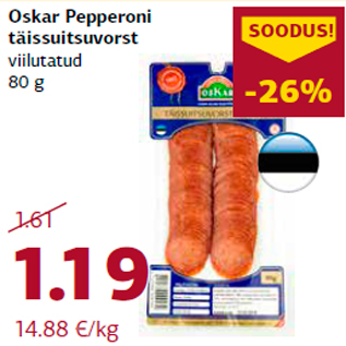 Allahindlus - Oskar Pepperoni täissuitsuvorst