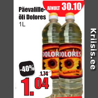 Allahindlus - Päevalille- õli Dolores 1L