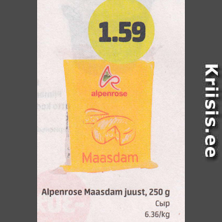 Allahindlus - Alpenrose Maasdam juust, 250 g