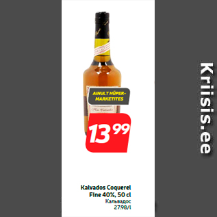 Allahindlus - Kalvados Coquerel Fine 40%, 50 cl